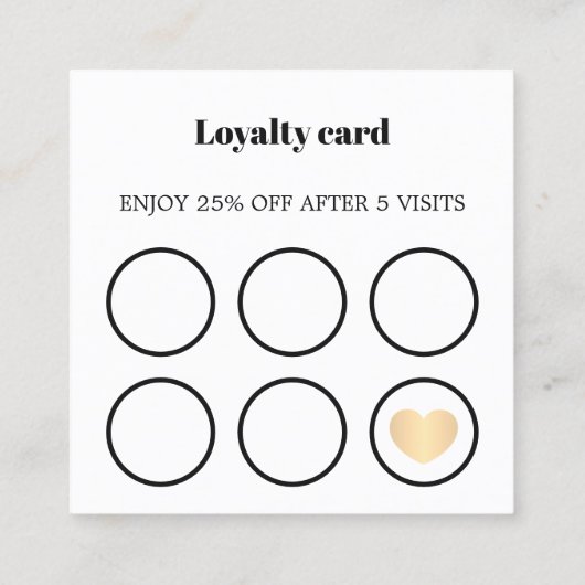 モダンはっきりしたエレガント白黒フェイクハート スクエア名刺 (裏面)