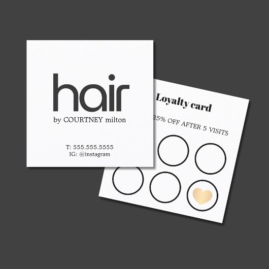 モダンはっきりしたエレガント白黒フェイクハート スクエア名刺