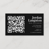 モダンはっきりしたカッコいい撮影タイポグラフィQRコード 名刺 (裏面)