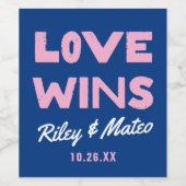 モダンはっきりしたカラフルの結婚LOVE WINS ワインラベル (シングルラベル)