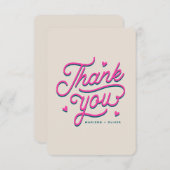 モダンはっきりしたカラフルタイポグラフィ結婚の サンキューカード (正面/裏面)