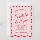 モダンはっきりしたカラフルファンキーレトロ結婚ズ 招待状 (正面)