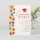 モダンはっきりしたカラフルフローラ水彩卒業 招待状 (スタンド正面)
