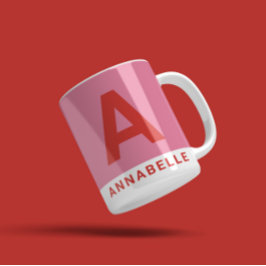 モダンはっきりしたカラーブロックパーソナライズされたピンク名coff コーヒーマグカップ