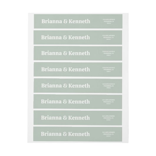 モダンはっきりしたシンプルタイポグラフィセージ結婚ズ ラップアラウンドラベル (シート)
