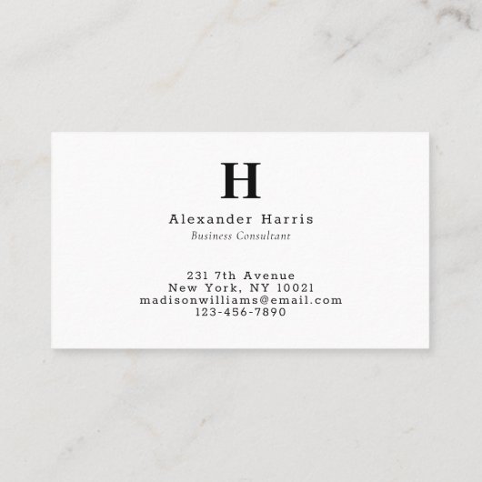 モダンはっきりしたシンプルタイポグラフィモノグラム線 名刺 (裏面)