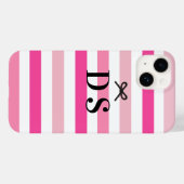 モダンはっきりしたシンプルピンクストライプボウ名 Case-Mate iPhoneケース (裏面 (横))