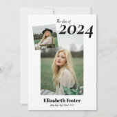 モダンはっきりしたシンプルフォント卒業招待状 招待状 (正面)