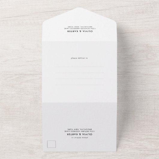 モダンはっきりしたシンプルロマン結婚ト写真 オールインワン招待状 (外側)