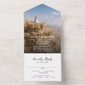 モダンはっきりしたシンプルロマン結婚ト写真 オールインワン招待状 (内側)