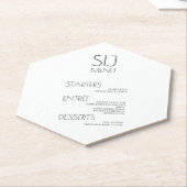 モダンはっきりしたシンプル白黒結婚のメニュー ペーパーコースター (アングル)