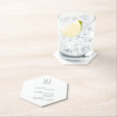 モダンはっきりしたシンプル白黒結婚のメニュー ペーパーコースター (インサイチュ)