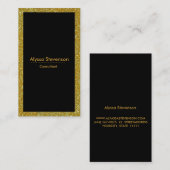 モダンはっきりしたスタイリッシュ金ゴールドと黒ストライプの色 名刺 (正面/裏面)
