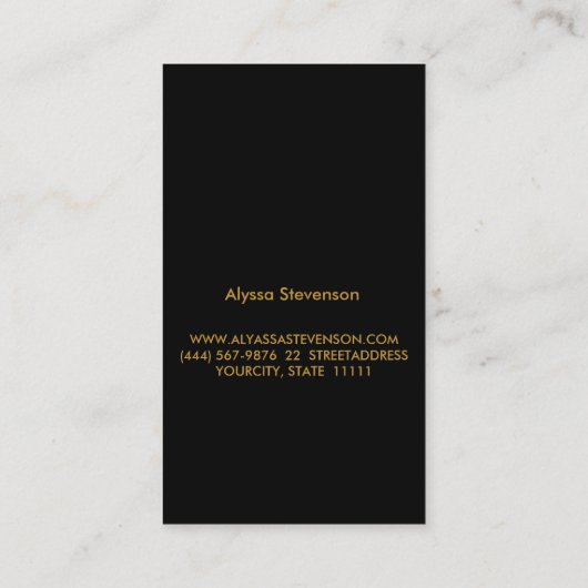 モダンはっきりしたスタイリッシュ金ゴールドと黒ストライプの色 名刺 (裏面)