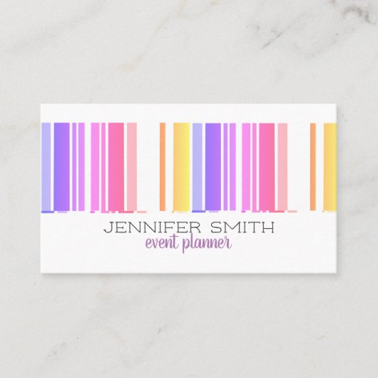 モダンはっきりしたストライプカラフルのパーソナライゼーションカスタム方法 名刺 (正面)