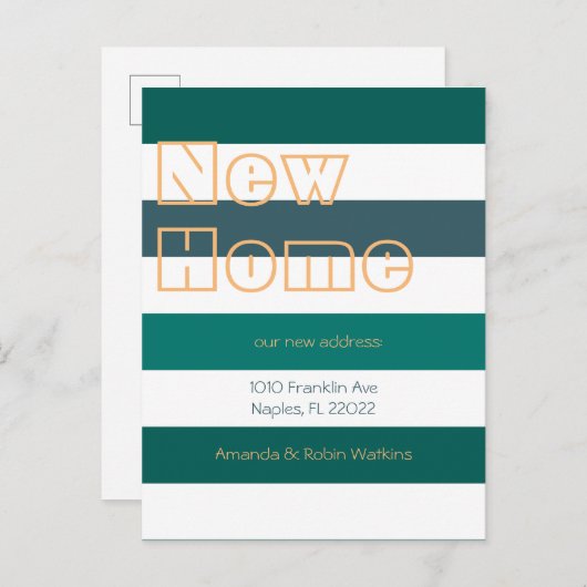 モダンはっきりしたストライプ発表 案内ポストカード (正面/裏面)