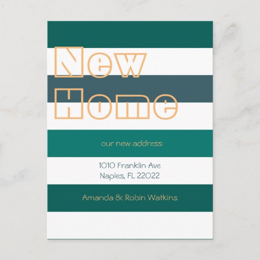 モダンはっきりしたストライプ発表 案内ポストカード (正面)