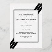 モダンはっきりしたストライプ金ゴールドグラッドフォトブラック 箔招待状 (裏面)