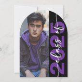 モダンはっきりしたタイポグラフィアーチ予測の発表 招待状 (正面)