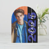 モダンはっきりしたタイポグラフィアーチ予測の発表 招待状 (スタンド正面)