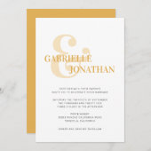 モダンはっきりしたタイポグラフィイエローウェディング招待 (正面/裏面)