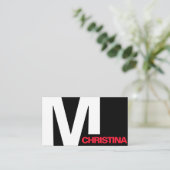 モダンはっきりしたタイポグラフィイニシャル白黒クール 名刺 (スタンド正面)