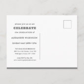 モダンはっきりしたタイポグラフィグレイミニマル写真卒業 インビテーションポストカード (裏面)