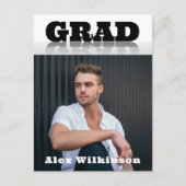 モダンはっきりしたタイポグラフィグレイミニマル写真卒業 インビテーションポストカード (正面)