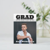 モダンはっきりしたタイポグラフィグレイミニマル写真卒業 インビテーションポストカード (スタンド正面)