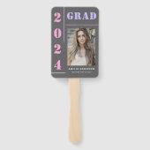 モダンはっきりしたタイポグラフィグレー写真卒業パーティー ハンドファン (裏面)