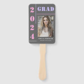 モダンはっきりしたタイポグラフィグレー写真卒業パーティー ハンドファン (正面)