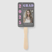 モダンはっきりしたタイポグラフィグレー写真卒業パーティー ハンドファン (裏面)