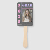 モダンはっきりしたタイポグラフィグレー写真卒業パーティー ハンドファン (正面)