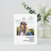 モダンはっきりしたタイポグラフィシックで日付はがきを保存する ポストカード (スタンド正面)