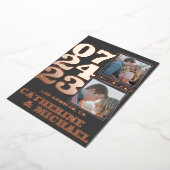 モダンはっきりしたタイポグラフィバラ金ゴールド&グレー 箔招待状 (回転した状態)