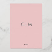 モダンはっきりしたタイポグラフィバラ金ゴールド&グレー 箔招待状 (裏面)