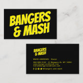 モダンはっきりしたタイポグラフィブラックとイエローのミニマリスト 名刺 (正面/裏面)