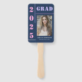 モダンはっきりしたタイポグラフィブルーフォト卒業党 ハンドファン (裏面)