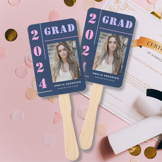 モダンはっきりしたタイポグラフィブルーフォト卒業党 ハンドファン