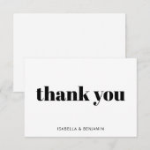 モダンはっきりしたタイポグラフィホワイトカスタムウェディングフラット サンキューカード (正面/裏面)