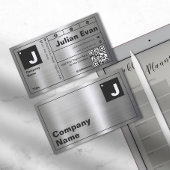 モダンはっきりしたタイポグラフィモノグラム光沢メタル 名刺