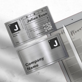 モダンはっきりしたタイポグラフィモノグラム光沢メタル 名刺