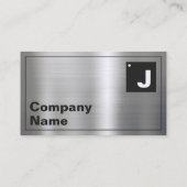 モダンはっきりしたタイポグラフィモノグラム光沢メタル 名刺 (裏面)