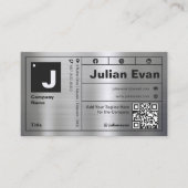 モダンはっきりしたタイポグラフィモノグラム光沢メタル 名刺 (正面)