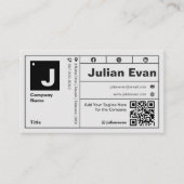 モダンはっきりしたタイポグラフィモノグラムQRコード 名刺 (正面)