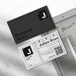 モダンはっきりしたタイポグラフィモノグラムQRコード 名刺