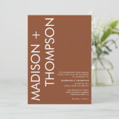 モダンはっきりしたタイポグラフィラストテラコタ結婚ス 招待状 (スタンド正面)