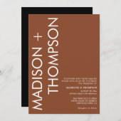 モダンはっきりしたタイポグラフィラストテラコタ結婚ス 招待状 (正面/裏面)