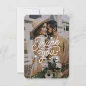 モダンはっきりしたタイポグラフィ写真結婚 サンキューカード (正面)