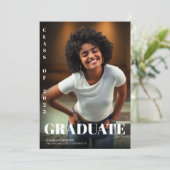 モダンはっきりしたタイポグラフィ白黒卒業 案内状 (スタンド正面)